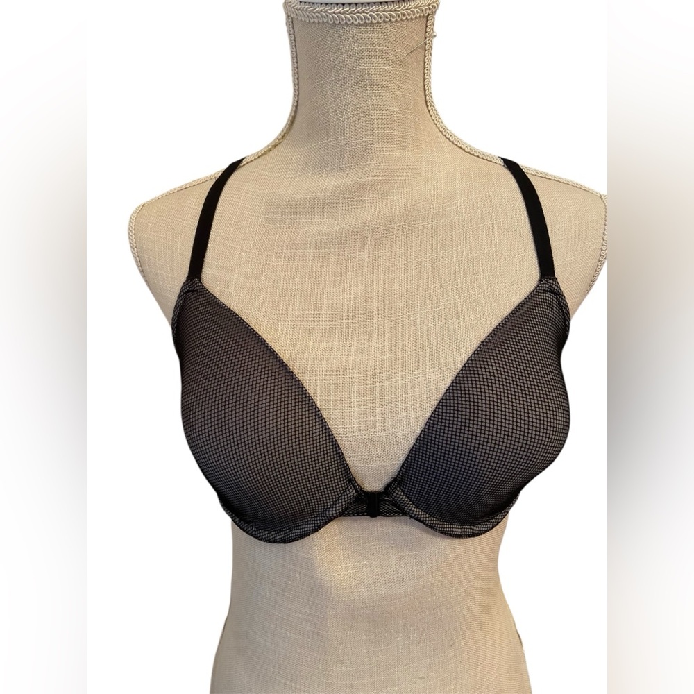 Josie womens Black Mesh tank top Bra front closure size 32DD excellent condition